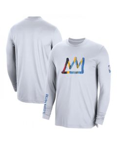 Men's Brooklyn Nets White 2022/23 City Edition Essential Expressive Long Sleeve T-Shirt