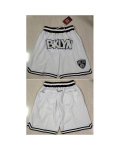 Men's Brooklyn Nets White Shorts (Run Small) (Style 2)