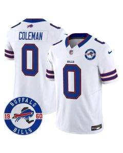 Men's Buffalo Bills #0 Keon Coleman White Est. 1960 Patch Vapor F.U.S.E. Limited Jersey
