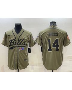 Men's Buffalo Bills #14 Stefon Diggs 2022 Olive Salute to Service Cool Base Stitched Baseball Jersey