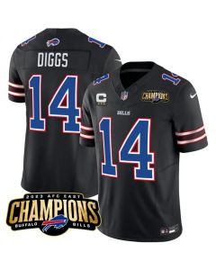 Men's Buffalo Bills #14 Stefon Diggs Black 2023 F.U.S.E. AFC East Champions With 3-star C Patch Stitched Football Jersey