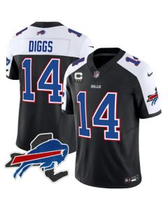 Men's Buffalo Bills #14 Stefon Diggs Black/White 2023 F.U.S.E. New York Patch and 3-Star C Patch Vapor Untouchable Limited Stitched Football Jersey