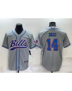 Men's Buffalo Bills #14 Stefon Diggs Gray Cool Base Stitched Baseball Jersey