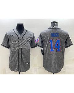 Men's Buffalo Bills #14 Stefon Diggs Grey With Patch Cool Base Stitched Baseball Jersey