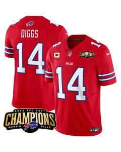 Men's Buffalo Bills #14 Stefon Diggs Red 2023 F.U.S.E. AFC East Champions With 3-star C Patch Stitched Football Jersey