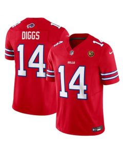 Men's Buffalo Bills #14 Stefon Diggs Red 2023 F.U.S.E. With John Madden Patch Vapor Limited Stitched Football Jersey