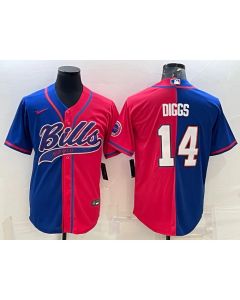 Men's Buffalo Bills #14 Stefon Diggs Royal/Red Split With Patch Cool Base Stitched Baseball Jersey