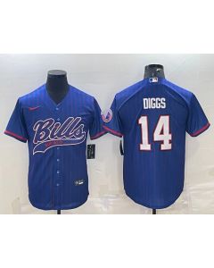 Men's Buffalo Bills #14 Stefon Diggs Royal With Patch Cool Base Stitched Baseball Jersey