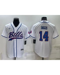 Men's Buffalo Bills #14 Stefon Diggs White Cool Base Stitched Baseball Jersey