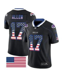 Men's Buffalo Bills #17 Josh Allen Black USA Flag Fashion Limited Stitched Jersey