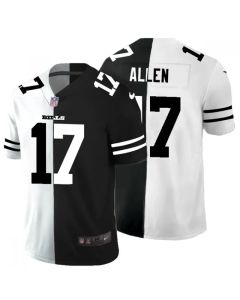 Men's Buffalo Bills #17 Josh Allen Black & White Split Limited Stitched Jersey