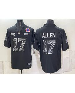 Men's Buffalo Bills #17 Josh Allen Black With Patch 2026 Salute to Service Vapor F.U.S.E. Limited Jersey (Black)