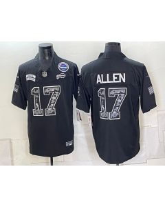 Men's Buffalo Bills #17 Josh Allen Black With Patch 2026 Salute to Service Vapor F.U.S.E. Limited Jersey