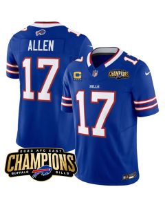 Men's Buffalo Bills #17 Josh Allen Blue 2023 F.U.S.E. AFC East Champions With 4-star C Patch Stitched Football Jersey
