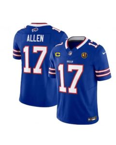 Men's Buffalo Bills #17 Josh Allen Blue 2023 F.U.S.E. With 4-star C Patch And John Madden Patch Vapor Limited Stitched Football Jersey