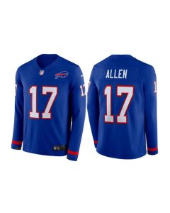 Men's Buffalo Bills #17 Josh Allen Blue Long Sleeve Stitched Jersey