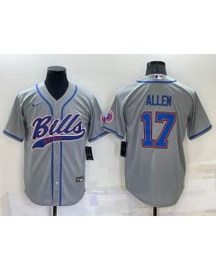 Men's Buffalo Bills #17 Josh Allen Gray Cool Base Stitched Baseball Jersey