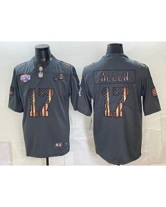 Men's Buffalo Bills #17 Josh Allen Grey USA Flag Vapor Limited Jersey (Style 11)