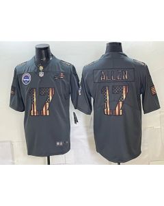 Men's Buffalo Bills #17 Josh Allen Grey USA Flag Vapor Limited Jersey (Style 7)