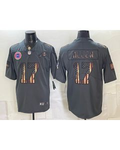 Men's Buffalo Bills #17 Josh Allen Grey USA Flag Vapor Limited Jersey (Style 9)