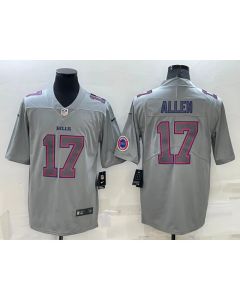 Men's Buffalo Bills #17 Josh Allen Grey With Patch Atmosphere Fashion Stitched Jersey