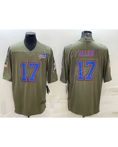 Men's Buffalo Bills #17 Josh Allen Olive Salute To Service Limited Stitched Jersey