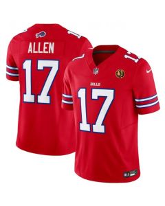 Men's Buffalo Bills #17 Josh Allen Red 2023 F.U.S.E. With John Madden Patch Vapor Limited Stitched Football Jersey