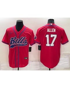 Men's Buffalo Bills #17 Josh Allen Red Cool Base Stitched Baseball Jersey