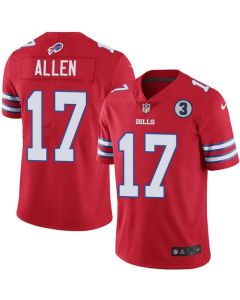 Men's Buffalo Bills #17 Josh Allen Red With NO.3 Patch Vapor Untouchable Limited Stitched NFL Jersey