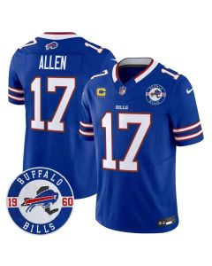 Men's Buffalo Bills #17 Josh Allen Royal Est. 1960 Patch Vapor F.U.S.E. Limited Jersey