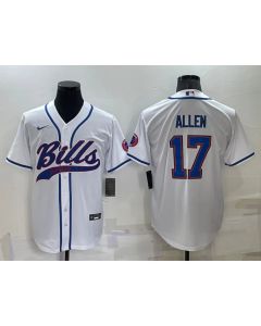 Men's Buffalo Bills #17 Josh Allen White Cool Base Stitched Baseball Jersey