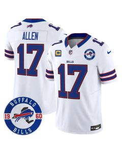 Men's Buffalo Bills #17 Josh Allen White Est. 1960 Patch Vapor F.U.S.E. Limited Jersey (White)
