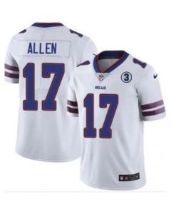 Men's Buffalo Bills #17 Josh Allen White With NO.3 Patch Vapor Untouchable Limited Stitched NFL Jersey