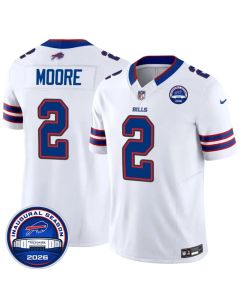 Men's Buffalo Bills #2 D.J. Moore White 2026 Inaugural Season at Highmark Stadium Patch Vapor F.U.S.E. Limited Jersey
