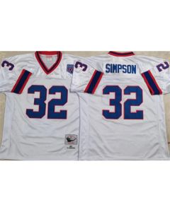 Men's Buffalo Bills #32 SIMPSON White Stitched Jersey