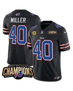 Men's Buffalo Bills #40 Von Miller Black 2023 F.U.S.E. AFC East Champions With 4-star C Patch Stitched Football Jersey