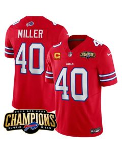 Men's Buffalo Bills #40 Von Miller Red 2023 F.U.S.E. AFC East Champions With 4-star C Patch Stitched Football Jersey