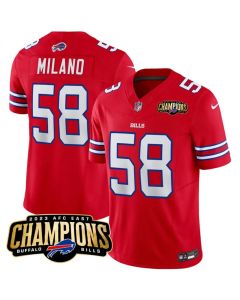 Men's Buffalo Bills #58 Matt Milano Red 2023 F.U.S.E. AFC East Champions Patch Stitched Football Jersey