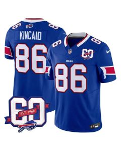Men's Buffalo Bills #86 Dalton Kincaid Royal 60th Anniversary Patch Vapor F.U.S.E. Limited Jersey (Royal)