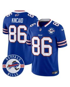 Men's Buffalo Bills #86 Dalton Kincaid Royal Est. 1960 Patch Vapor F.U.S.E. Limited Jersey
