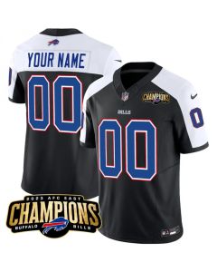 Men's Buffalo Bills Active Player Custom Black/White 2023 F.U.S.E. AFC East Champions Patch Stitched Football Jersey