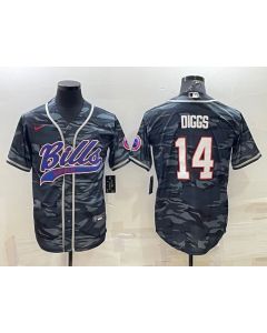 Men's Buffalo Bills Blank #14 Stefon Diggs Grey/Navy Camo With Patch Cool Base Stitched Baseball Jersey