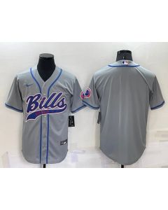 Men's Buffalo Bills Blank Gray Cool Base Stitched Baseball Jersey