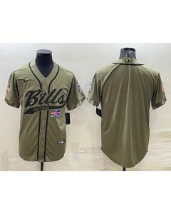 Men's Buffalo Bills Blank Olive Salute to Service Cool Base Stitched Baseball Jersey