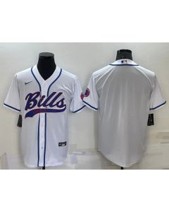 Men's Buffalo Bills Blank White Cool Base Stitched Baseball Jersey
