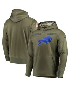 Men's Buffalo Bills Olive Salute to Service Sideline Therma Performance Pullover Hoodie (Olive)