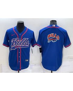 Men's Buffalo Bills Royal Team Big Logo With Patch Cool Base Stitched Baseball Jersey (Royal)