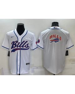 Men's Buffalo Bills White Team Big Logo With Patch Cool Base Stitched Baseball Jersey