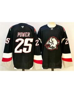 Men's Buffalo Sabres #25 Owen Power Black 2024-25 Alternate Stitched Hockey Premium Jersey
