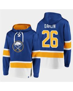 Men's Buffalo Sabres #26 Rasmus Dahlin Royal Ageless Must-Have Lace-Up Pullover Hoodie